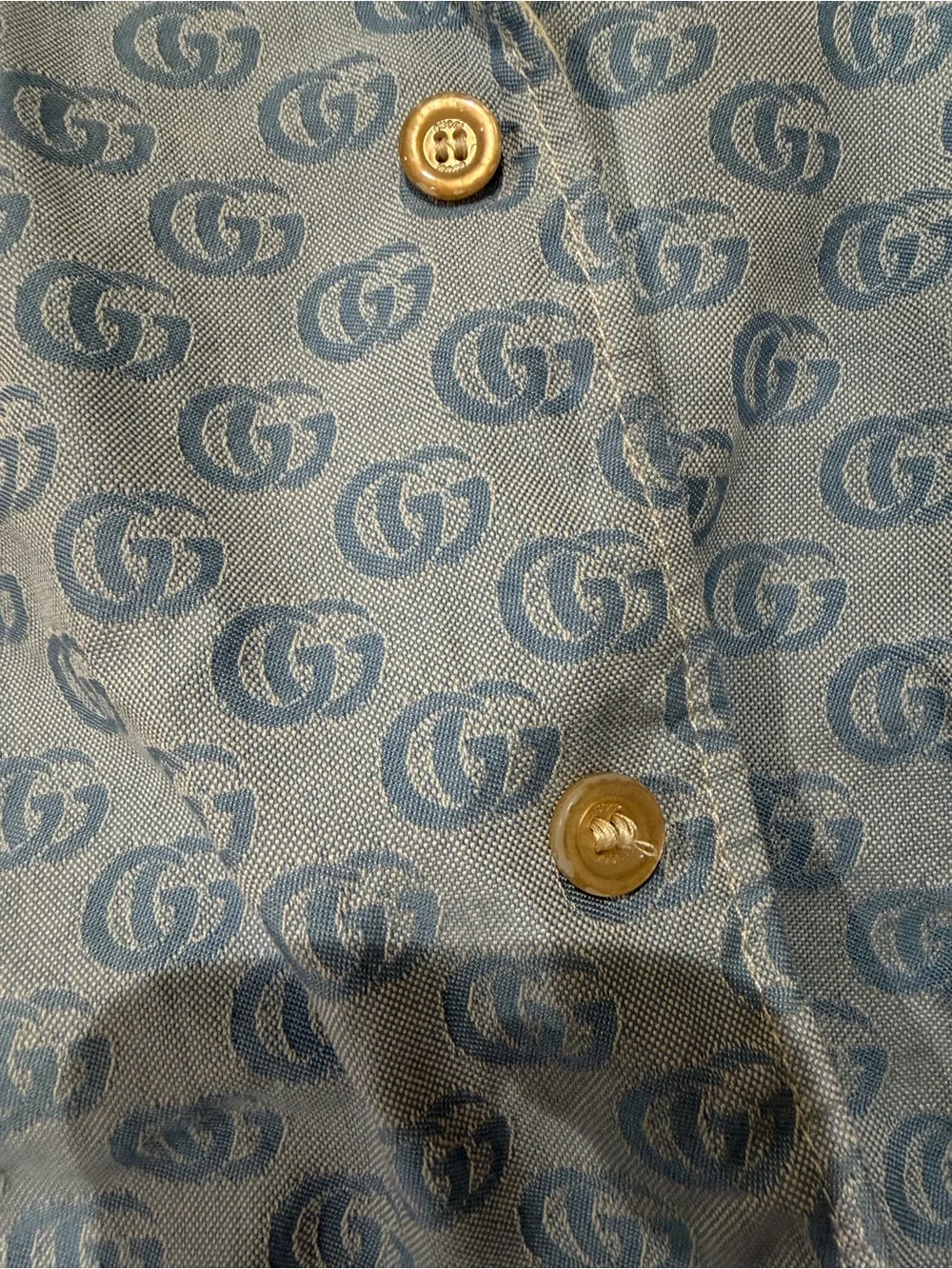 Gucci Baby GG Monogram Blue Jacket Coat 3-6M Made in Italy Authentic